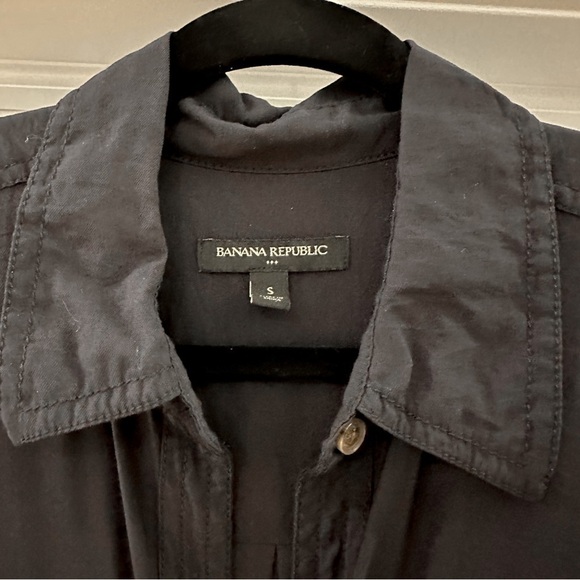 Banana Republic Maxi Shirt Dress Adjustable Sleeves Navy Blue sz Small - Picture 6 of 8